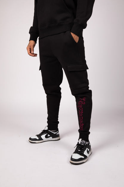 Black Cargo Bottom Fleece Tracksuit