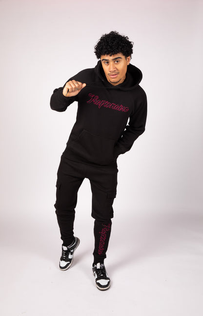 Black Cargo Bottom Fleece Tracksuit